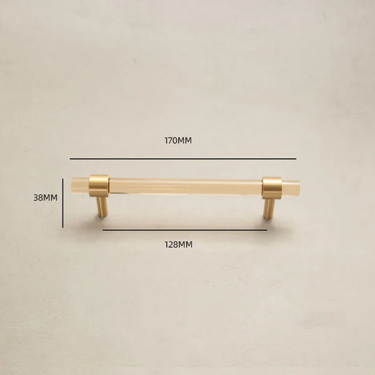 Champagne Acrylic and Brass Cupboard Handles – Modern T-Bar Pulls for Furniture