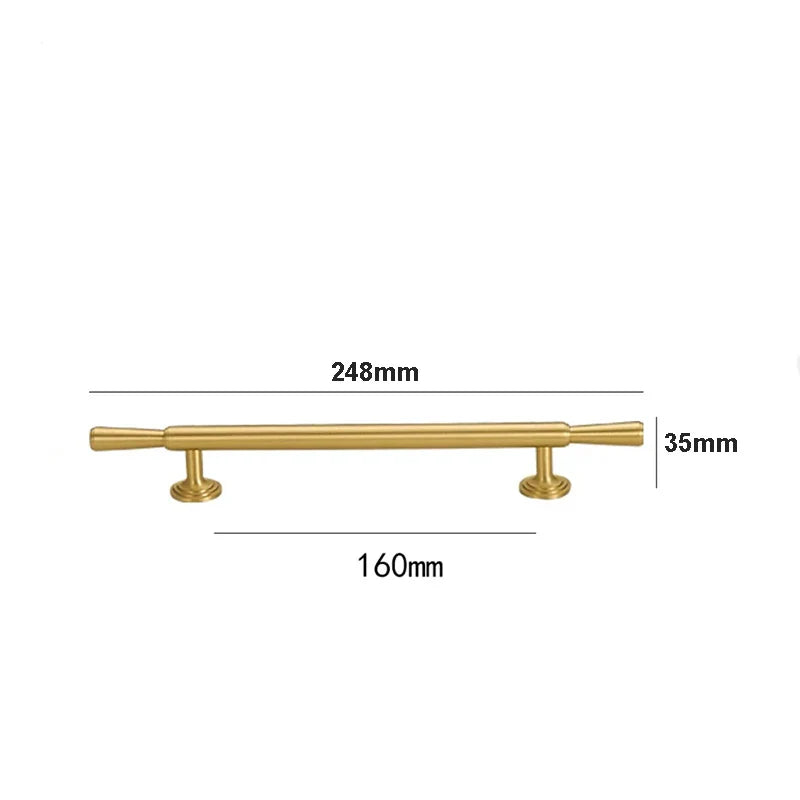 Brushed Gold Brass Cabinet Handles – Modern Pulls and Knobs for Furniture (50–280mm)