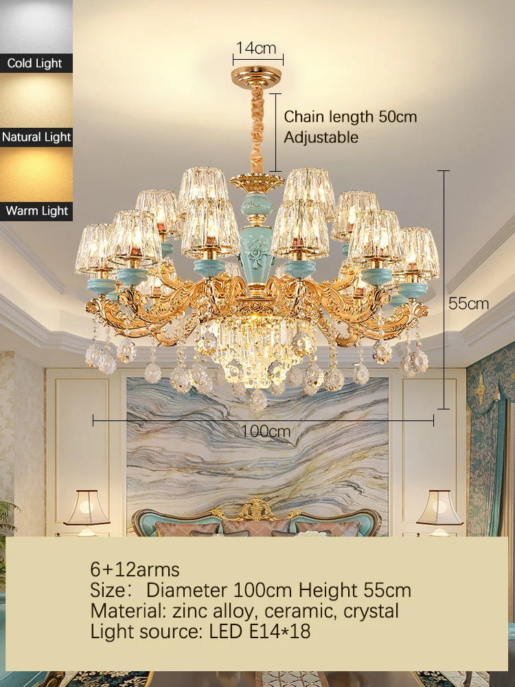 Luxury Umbrella Crystal Chandelier – European-Style Pendant for Villas & Hotels
