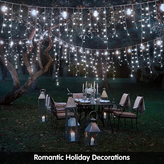 Solar Icicle Lights Outdoor Wedding Christmas Garden Decoration