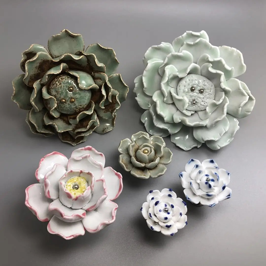 Handmade Ceramic Flower Knobs – Artistic Cabinet & Drawer Handles