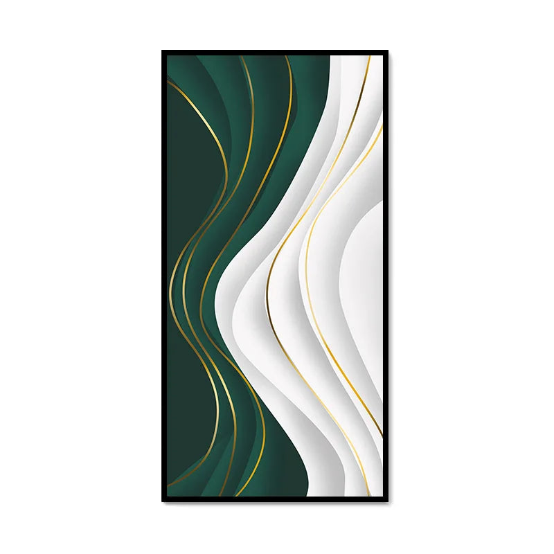 Green Silk Flowing Abstract Canvas Wall Art