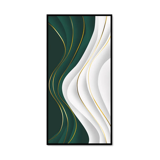 Green Silk Flowing Abstract Canvas Wall Art