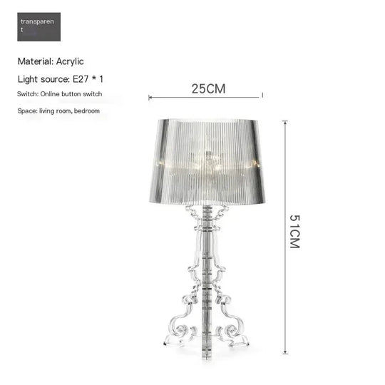 Transparent White Baroque Ghost Table Lamp for Bedroom & Living Room
