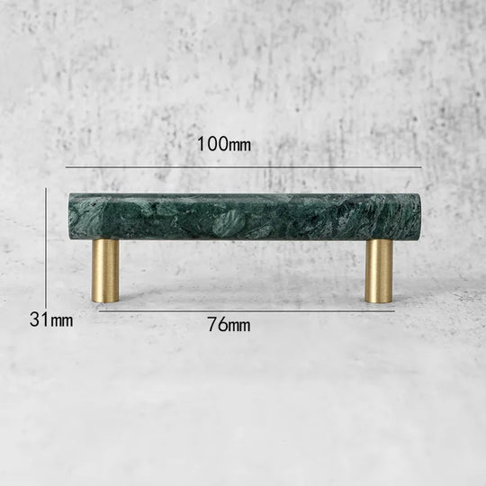 Green and White Marble Cabinet Handles – Luxury Brass-Based Pulls for Furniture (50mm-200mm)