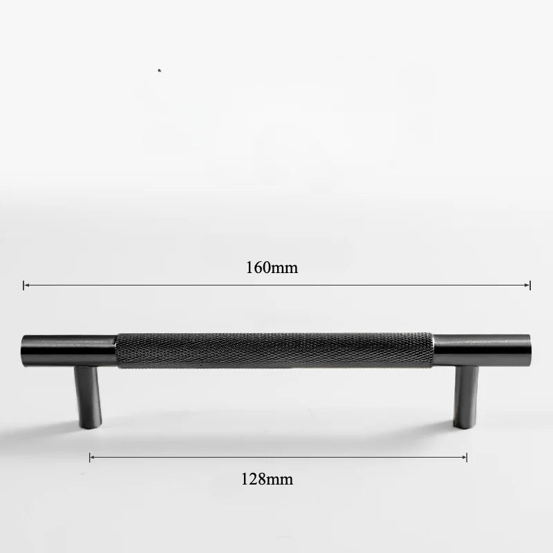Black Knurled Brass Furniture Handles – Modern Textured Pulls and Knobs (80–500mm)