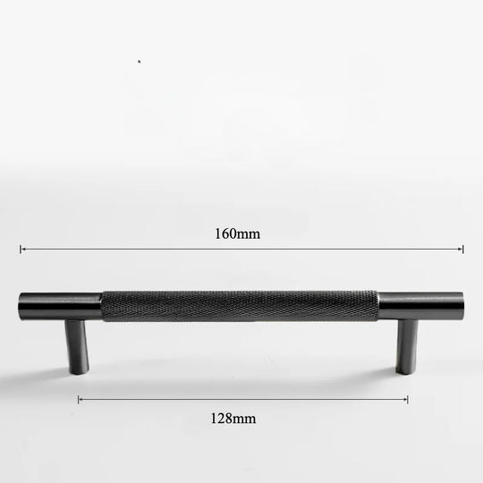 Black Knurled Brass Furniture Handles – Modern Textured Pulls and Knobs (80–500mm)