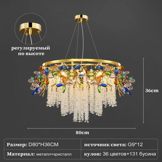 Luxury Crystal Flower Chandelier Modern Branch Pendant Ceiling Light