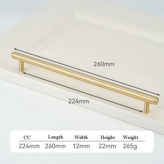 Satin Gold Brass Wardrobe Handles – Modern Pulls and Knobs for Furniture (50–260mm)