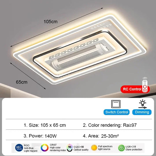 Charlotte Invisible Bladeless LED Ceiling Fan Light – Remote
