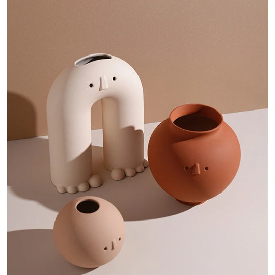 Wabi Sabi Style Ceramic Vase for Desktop Flower Arrangement