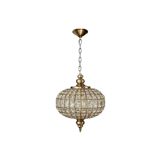 Vintage Crystal Pendant Light with American Copper Finish