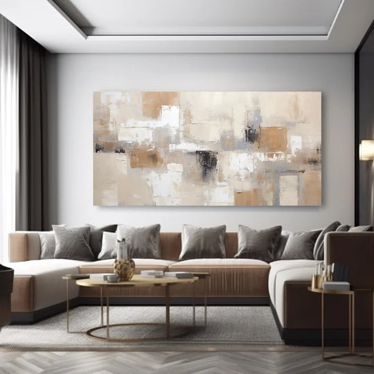 Large Neutral Abstract Canvas Wall Art Unframed