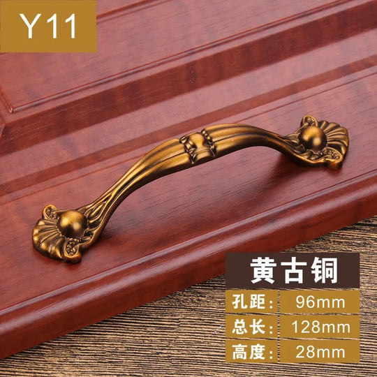 Antique Yellow Bronze Cabinet Handles – Brushed Vintage Drawer Pulls
