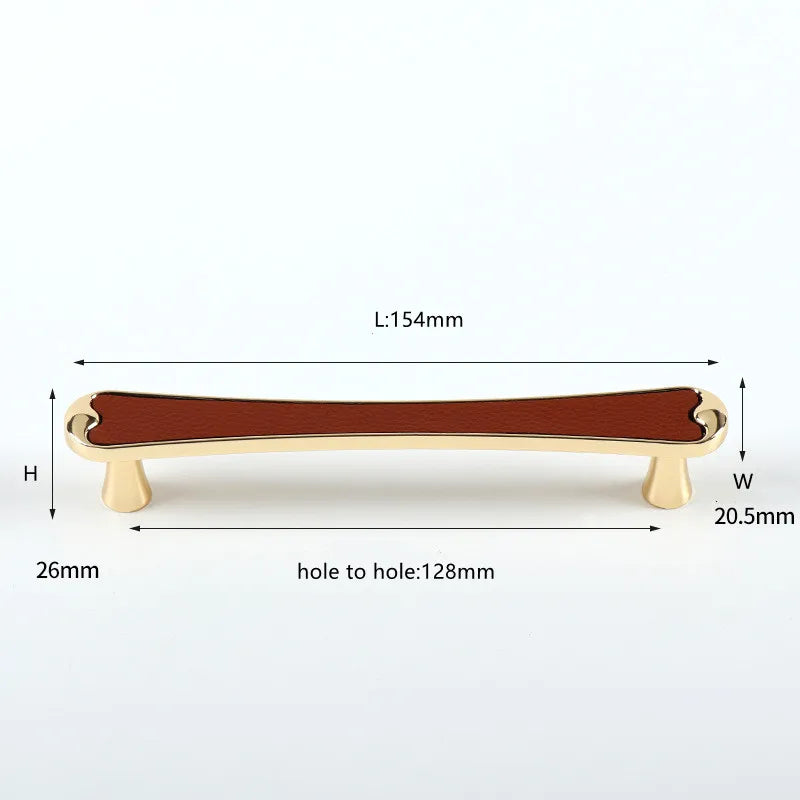 Modern Black and Red Leather Cabinet Handle – Zinc Alloy Pulls for Wardrobes and Cupboards (96mm/128mm)