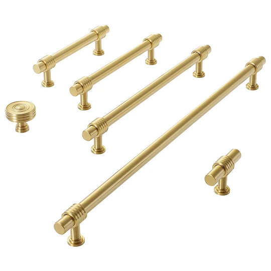 Satin Gold Furniture Handle – Solid Brass Pulls and Knobs for Cabinets and Wardrobes (50–358mm)