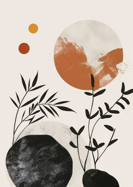 Rustic Abstract Botanical Still Life Floral Canvas Wall Art