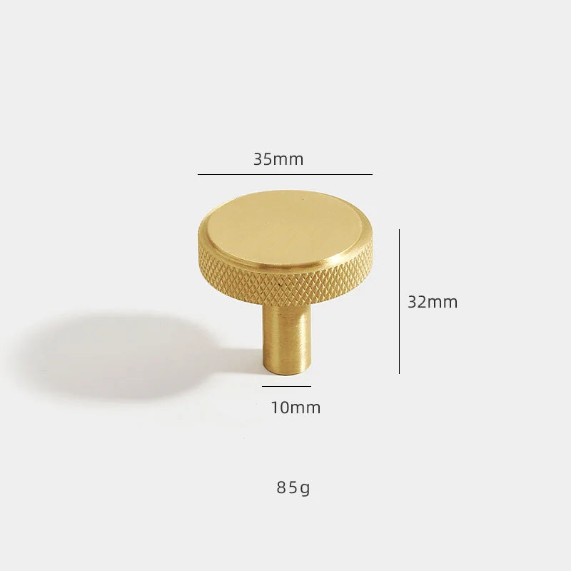 Solid Brass Knurled Furniture Handles – Textured Pulls and Knobs for Cabinets and Wardrobes