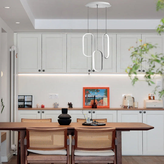 Modern Curved 3-Oval LED Chandelier Ceiling Light