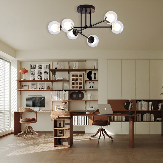6-Light Glass Sputnik LED Modern Chandelier