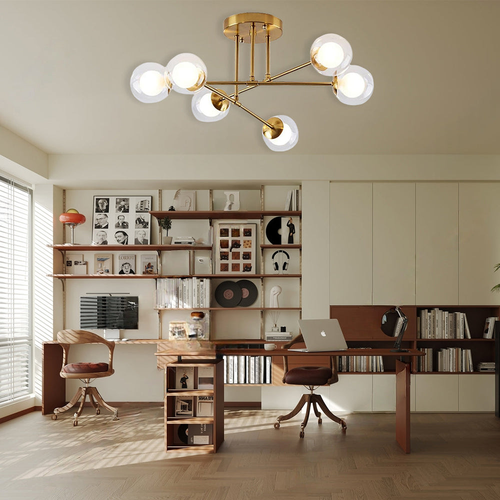 6-Light Glass Sputnik LED Modern Chandelier