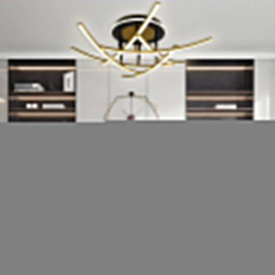 Curved Linear Dimmable LED Artistic Nordic Ceiling Light Semi-Flush Mount Lamp