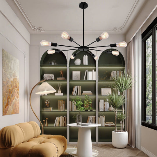 Mid-Century Sputnik Semi-Flush Mount Bedroom Ceiling Light – 6-Light / 8-Light