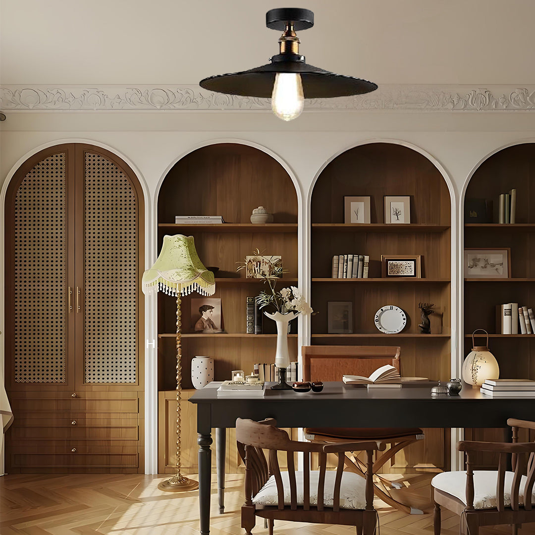 Circular Teardrop Industrial LED Semi-Flush Mount Ceiling Light