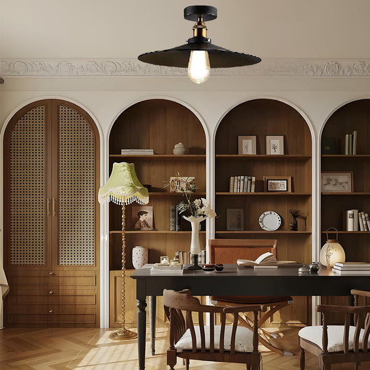 Circular Teardrop Industrial LED Semi-Flush Mount Ceiling Light
