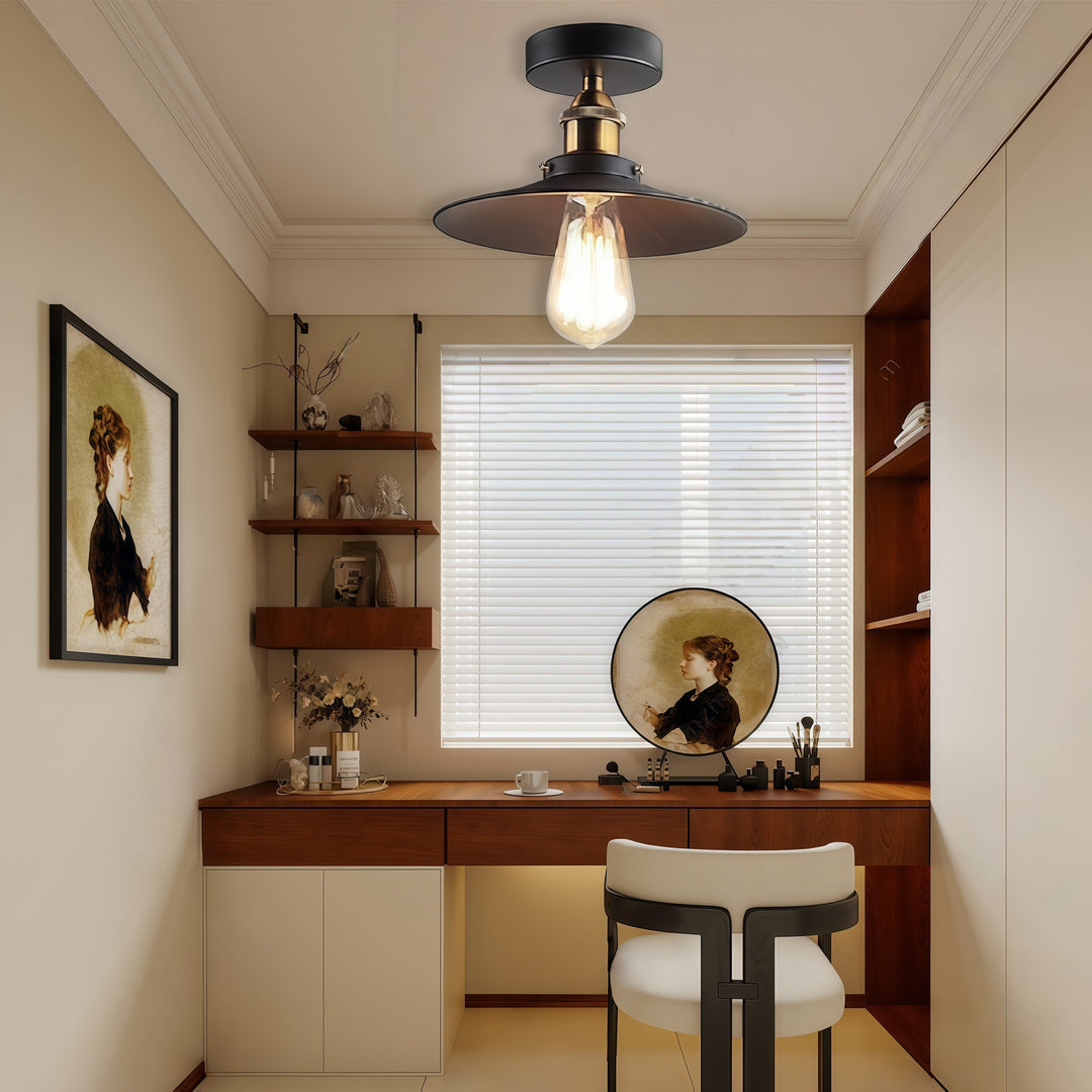 Circular Teardrop Industrial LED Semi-Flush Mount Ceiling Light