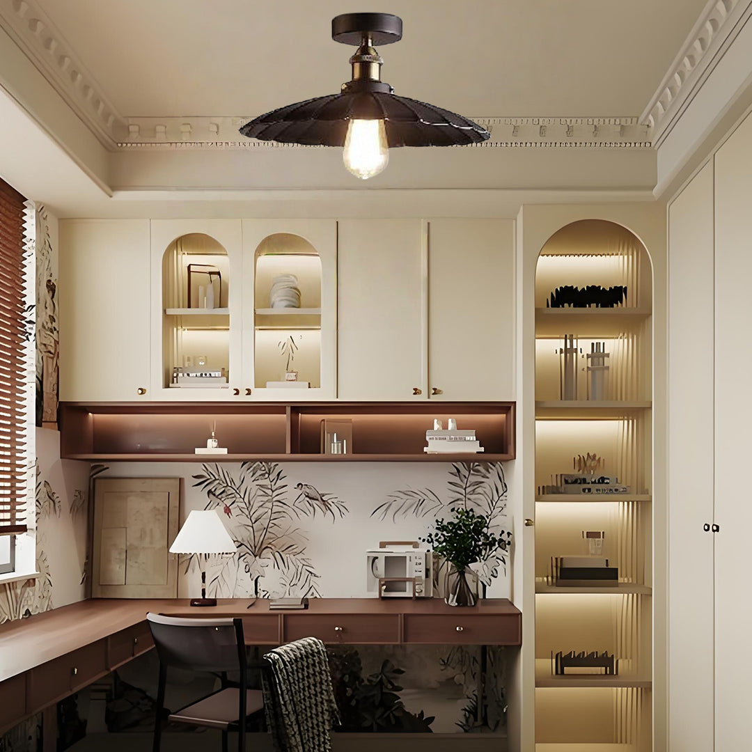 Circular Teardrop Industrial LED Semi-Flush Mount Ceiling Light