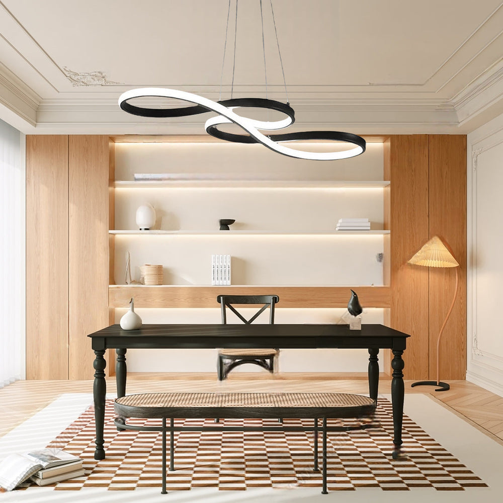 Geometric Wave Semi-Flush Chandelier – Metal & Silica Gel