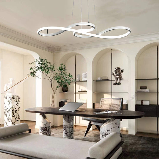 Geometric Wave Semi-Flush Chandelier – Metal & Silica Gel