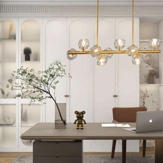 Gold Metal Crystal Globe Cluster LED Chandelier