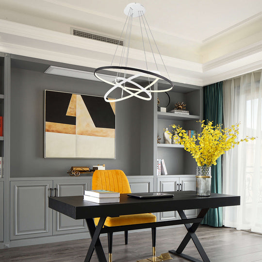 Adjustable Circles LED Dimmable Chandelier with Remote