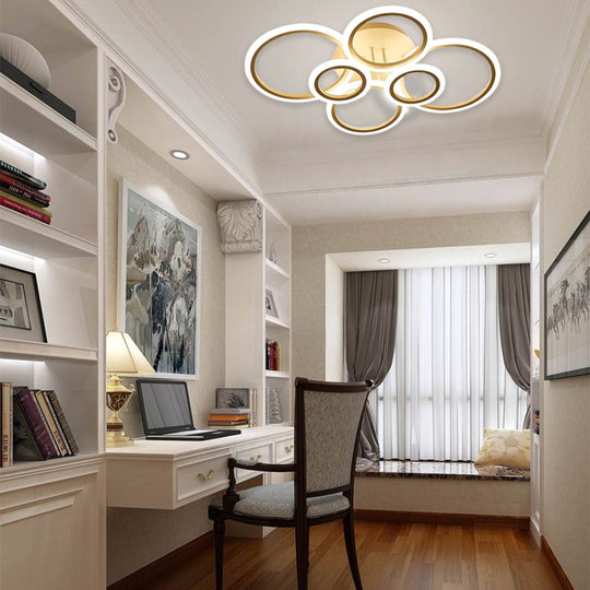 6 Circle Geometric LED Flush Mount Ceiling Light