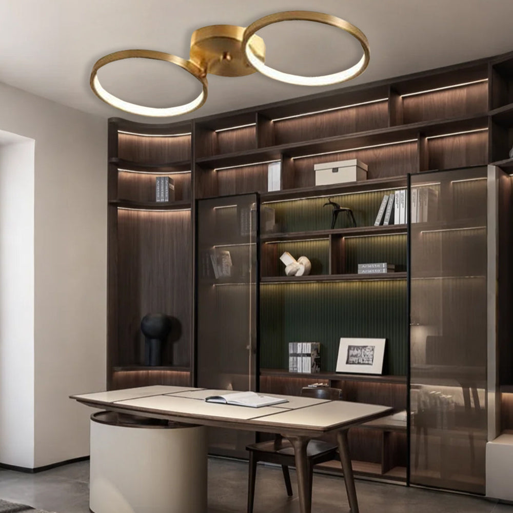 Three Light Copper LED Flush Mount Ceiling Light