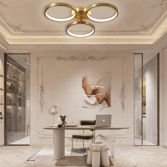 Three Light Copper LED Flush Mount Ceiling Light
