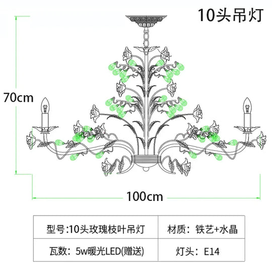French Retro Pastoral Rose Ceiling Chandelier – Candle Style Lighting