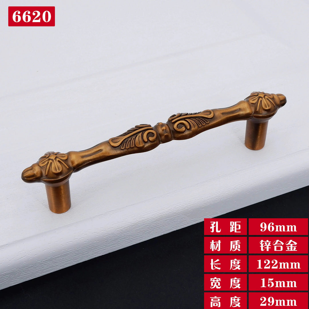 Antique Yellow Bronze Cabinet Handles – Brushed Vintage Drawer Pulls
