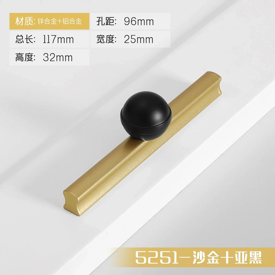 Black and Gold Cabinet Pulls – Double-Color Aluminum Zinc Alloy Handles