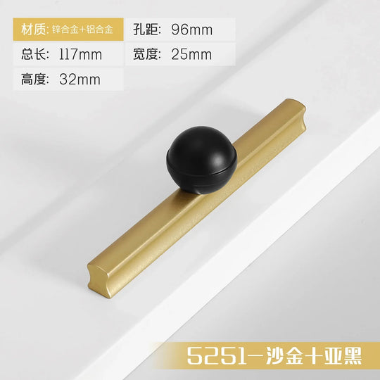 Black and Gold Cabinet Pulls – Double-Color Aluminum Zinc Alloy Handles