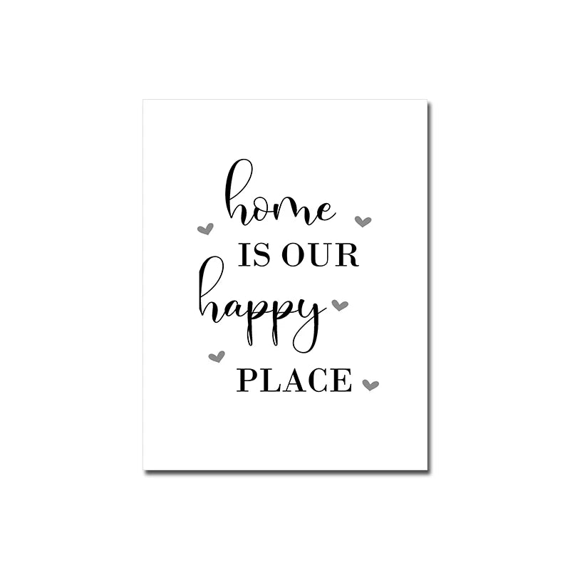Love Family Home Quote Black White Canvas Wall Art