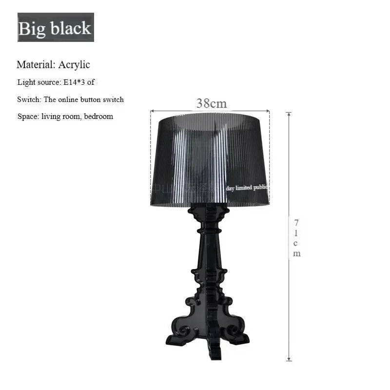 Transparent White Baroque Ghost Table Lamp for Bedroom & Living Room