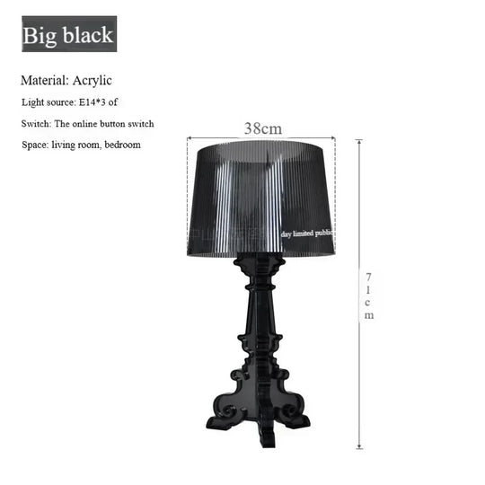 Transparent White Baroque Ghost Table Lamp for Bedroom & Living Room