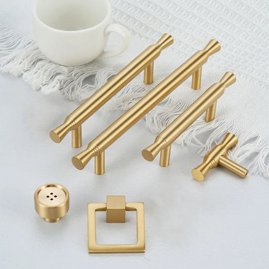 Solid Brass Kitchen Cabinet Handles – Modern Bar Pulls for Furniture