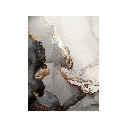 Black Gold Gray Marble Abstract Wall Art Canvas Print