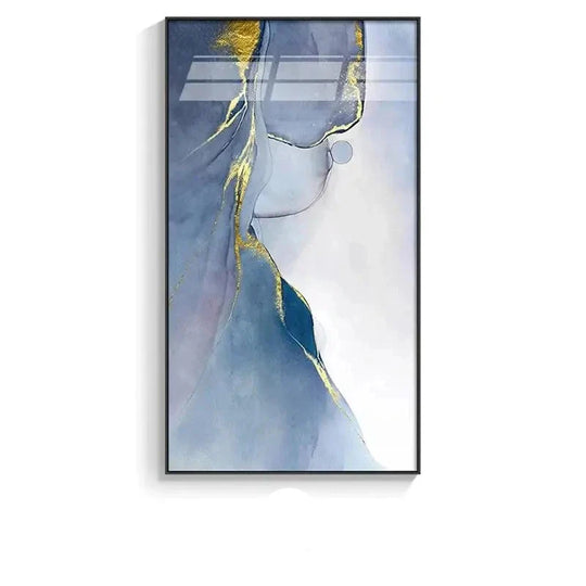 Grey Golden Liquid Marble Abstract Canvas Wall Art Unframed