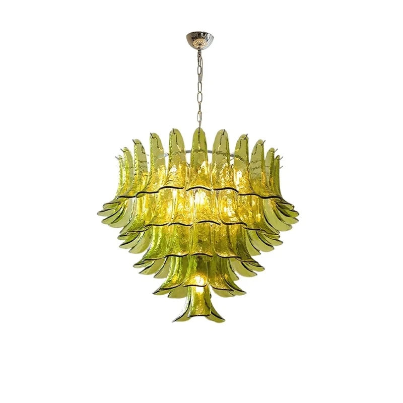 French Style Artistic Glass Pendant Chandelier – High-End Retro Staircase Light