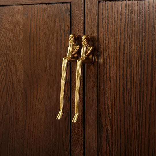 Nordic Brass Humanoid Cabinet Handle – Modern Luxury Pulls for Wardrobes and Drawers
